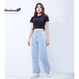 Thumbnail Quần jeans nữ Chollima ống rộng SIMPLE JEAN Unisex vải jean cao cấp chất đẹp QD026 1