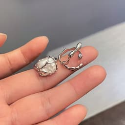 Thumbnail Bộ nhẫn 17KM mạ bạc hình mặt trăng đính ngọc trai nhân tạo tạo hình độc đáo 4