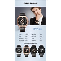 Thumbnail Đồng hồ thạch anh CRRJU 2302 X thiết kế thời trang cổ điển mặt vuông chống nước đa năng 4