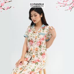 Thumbnail Đồ Mặc Nhà Lụa Satin Nhật Cộc Tay JAPAN SILK Họa Tiết Hoa Hồng Sang Trọng 3