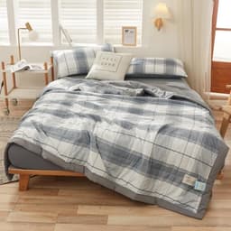 Thumbnail Bộ chăn chần ga gối cotton Tici LIDACO kẻ vintage phù hợp mọi cỡ nệm 3