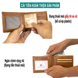 Thumbnail Ví nam da bò Nappa V104 cao cấp Bụi Leather da thật màu nâu bò full hộp làm quà tặng bảo hành 24 tháng 4