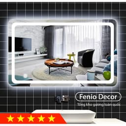 Thumbnail Gương led cảm ứng hình chữ nhật FENIO DECOR gương led viền treo tường nhà tắm spa tiệm nail phòng ngủ 3