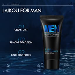 Thumbnail Set Sữa Rửa Mặt LAIKOU Kiểm Soát Dầu Tẩy Da Chết Dịu Nhẹ Cho Nam 50g Kèm Cọ Rửa Tiện Dụng 2