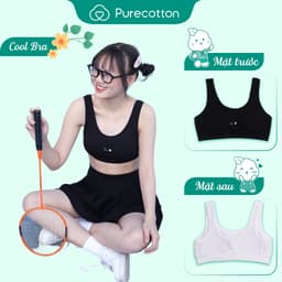 Thumbnail Áo lót học sinh Purecotton MÀU ĐEN cá tính cho bé gái mới lớn chất liệu cotton cao cấp PC027 2