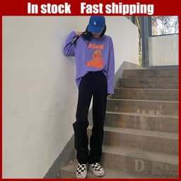 Thumbnail PALAZZO Quần Jeans Nữ Dài Lưng Cao Ống Rộng Thời Trang Hàn 1