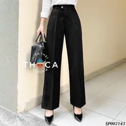 Thumbnail Quần tây công sở ống rộng dáng suông lưng cao khuy cài THOCA HOUSE dễ phối tôn dáng và chân dài 2