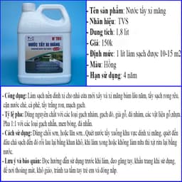 Thumbnail Nước Tẩy Xi Măng TVS Tẩy Ron Gạch, Rong Rêu Bụi Bẩn Trên Gạch Đá, Nhựa Kính, Gỗ 1.8L 2