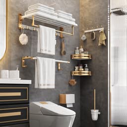 Thumbnail Meidoo Phòng không khoan Khăn Rack Dày Platinum Lưu trữ Rack/Kim loại nhôm treo tường 2