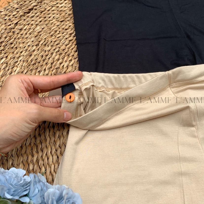 Ảnh Quần Trong Váy bầu chất cotton co giãn tốt mềm mát, có dây kéo điều chỉnh eo thoải mái By L'AMME 4