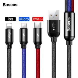 Thumbnail Cáp sạc Baseus Three Primary Colors 3 in 1 (ip+Type-C+Micro) sạc nhanh 3.5A, dài 30cm 1