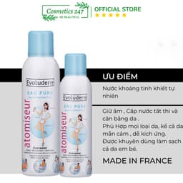Thumbnail Xịt Khoáng Evoluderm Atomiseur Eau Pure Dưỡng Da, Cấp Ẩm 150ML & 400ML 4