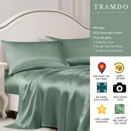 Thumbnail Bộ Chăn Ga Gối Lụa Cao Cấp NITE9SILK TRAMDO BEDDING Màu Xanh Quả Bơ 2