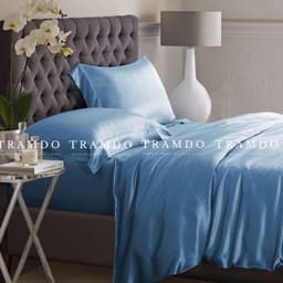 Thumbnail Bộ Chăn Ga Gối Lụa Cao Cấp NITE9SILK TRAMDO BEDDING Màu Xanh Da Trời 2