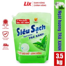Thumbnail Nước rửa chén LIX 3.5KG siêu sạch hương trà xanh loại túi N8101 làm sạch vết bẩn dầu mỡ không hại da tay 1