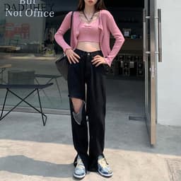 Thumbnail Quần jean daduhey ống suông xẻ tà cá tính thời trang dành cho nữ 4
