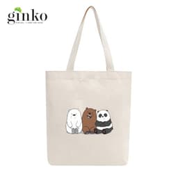 Thumbnail BST Túi Tote Vải Mộc GINKO Kiểu Basic có dây kéo khóa ( túi con ) in hình We Bare Bears M68-M76 3