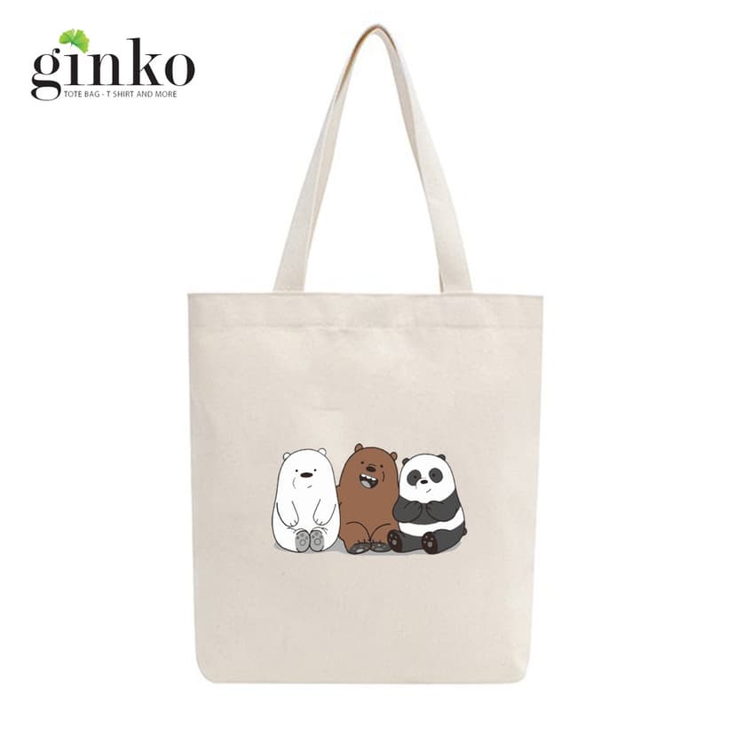 Ảnh BST Túi Tote Vải Mộc GINKO Kiểu Basic có dây kéo khóa ( túi con ) in hình We Bare Bears M68-M76 3