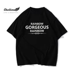 Thumbnail Áo thun unisex tay lỡ Chollima form rộng in chữ RAINBOW AT004 chất vãi cotton co giãn 2 chiều thoáng mát 3