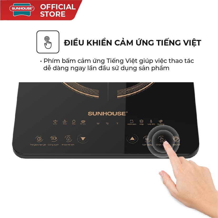 Ảnh Bếp từ đơn Sunhouse SHD6803 - Công suất 2000W - Bảo hành 12 tháng - 8 chế độ nấu - Nút bấm điện tử 3