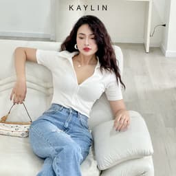 Thumbnail Áo thun KAYLIN chất vải gân Freesize ôm body kiểu tay lỡ phong cách N1651 1