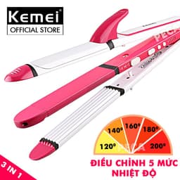 Thumbnail Máy làm tóc đa năng 3in1 duỗi uốn bấm KEMEI KM-3304 tạo kiểu tóc dễ dàng như là tóc ép tóc dập xù - Phân phối chính hãng 2