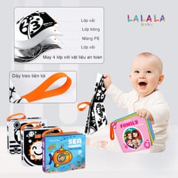 Thumbnail Sách Vải Cho Bé Sơ Sinh 8 Mặt Sột Soạt An Toàn Cho Trẻ - Cỡ Mini 12x12cm - Hiệu Lalala Baby 1