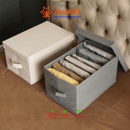 Thumbnail Hộp Vải Đựng Đồ 7 Ngăn Có Nắp Đa Năng – Khay7 Ngăn Đựng Quần Áo Tất Đồ Lót Nhỏ Vải Oxford Chính Hãng Amalife 2