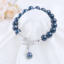 Thumbnail Vòng Tay Ngọc Trai Hạt 7-8ly Màu Đen Ánh Xanh Khóa Nơ - Ngọc Trai Trường Thịnh 1
