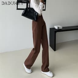 Thumbnail Quần jean dài daduhey ống đứng mỏng rộng eo cao phong cách Hàn Quốc mới retro cho nữ 4