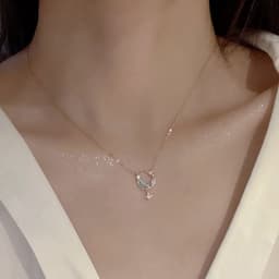 Thumbnail Vòng cổ Mạ Bạc 17KM Mặt Trăng Và Ngôi Sao Đính Đá Zircon Xanh 17KM 3