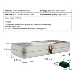 Thumbnail Set màu nước rắn SEAMIART 50 màu sắc kết hợp có hộp đựng thiếc và cọ vẽ tiện lợi 3
