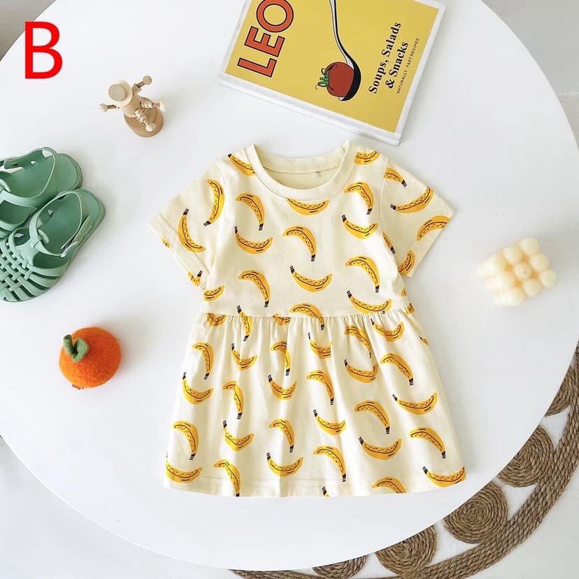 Ảnh Đầm mùa hè SANLUTOZ tay ngắn họa tiết xinh xắn thời trang bé gái 3
