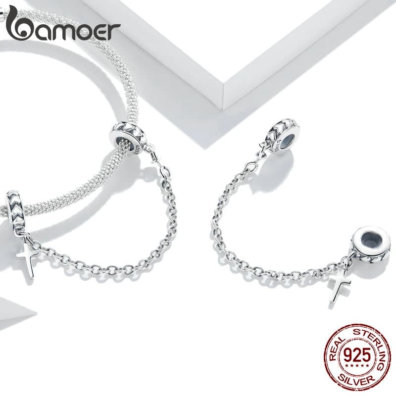 Ảnh Bamoer Bạc 925 Dây Xích An Toàn Trái Tim Vĩnh Cửu Trang Sức Vòng Tay Quyến Rũ Quà Tặng Cặp Đôi Đa Năng 2