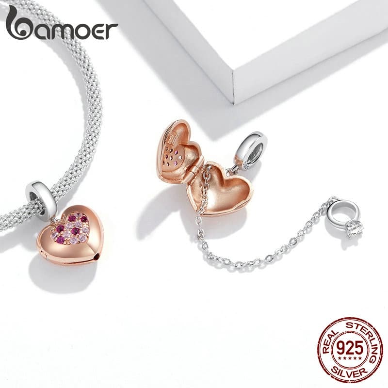 Ảnh Bamoer Bạc 925 Dây Xích An Toàn Trái Tim Vĩnh Cửu Trang Sức Vòng Tay Quyến Rũ Quà Tặng Cặp Đôi Đa Năng 3