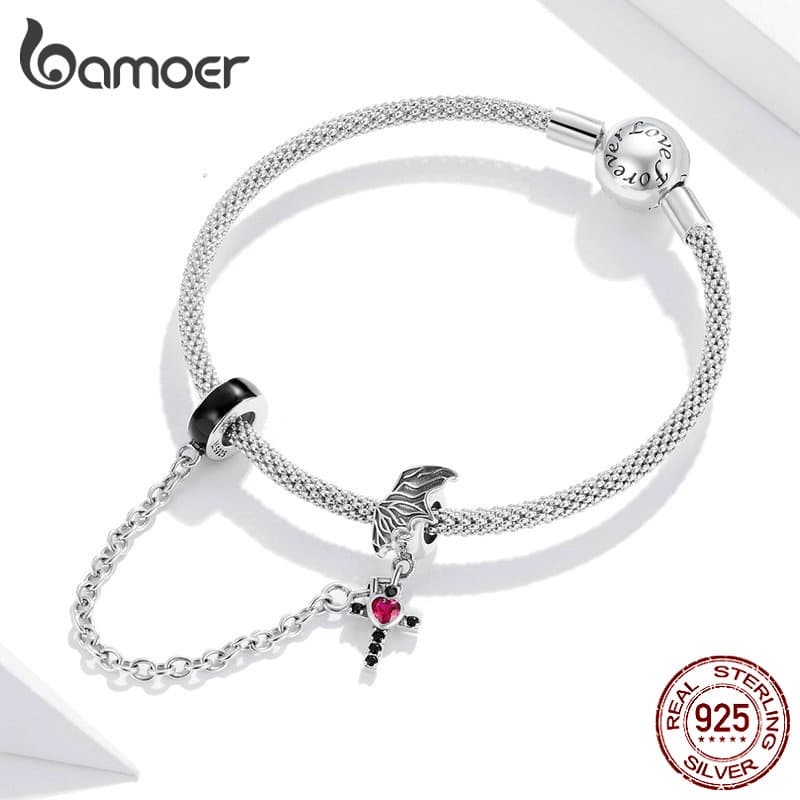 Ảnh Bamoer Bạc 925 Dây Xích An Toàn Trái Tim Vĩnh Cửu Trang Sức Vòng Tay Quyến Rũ Quà Tặng Cặp Đôi Đa Năng 4