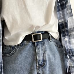 Thumbnail Thắt lưng AIJOLEN khóa vuông không đục lỗ phong cách vintage cho nữ 2
