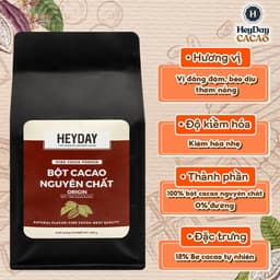 Thumbnail Túi zip 500g Bột cacao nguyên chất Việt Nam 100% không đường Heyday - Dòng Origin thượng hạng 4