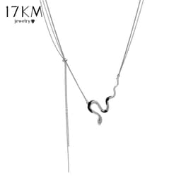 Thumbnail Vòng cổ 17KM màu bạc mặt dây hình rắn thời trang cho nữ 1