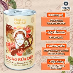 Thumbnail Bột cacao sữa dừa tự nhiên, thuần chay – Lon 350g – Heyday Cacao 2