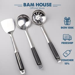 Thumbnail Vá sạn inox Bam House cán nhựa đen cao cấp siêu bền SCD15 1
