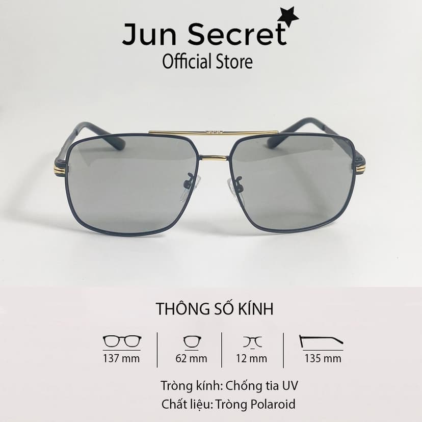 Ảnh Kính mát nam cao cấp Jun Secret tròng kính đổi màu nhẹ khi đi ra nắng đổi màu theo nhiệt độ chống tia UV JS60A11 1