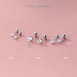 Thumbnail Bông tai bạc TLEE nam nữ nụ đá 925 chốt ren vặn nhiều size cá tính TLEE JEWELRY B0338 2