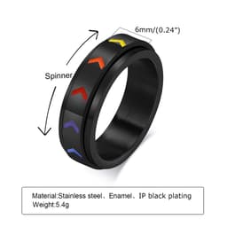 Thumbnail Nhẫn inox OIMG mạ titan xoay được màu cầu vồng LGBT độc đáo 4