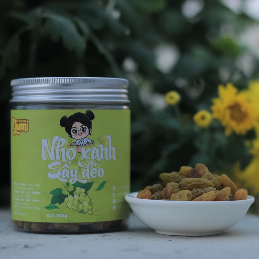 Ảnh Nho xanh sấy dẻo Ô mai Yumi hoa quả khô chua ngọt ăn vặt trái cây thơm ngon 3