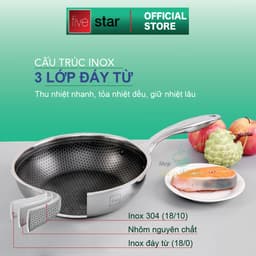 Thumbnail Chảo sâu lòng tổ ong 3 lớp đáy liền inox 304 Blackcube FiveStar Plus nắp kính ( 24cm / 26cm / 28cm ), dùng được bếp từ 3