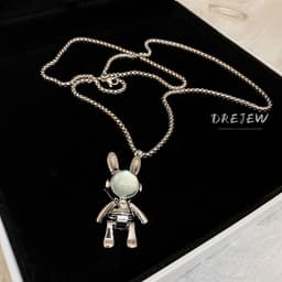 Thumbnail DREJEW Dây chuyền mặt hình thỏ phi hành gia thời trang cá tính sang trọng 2