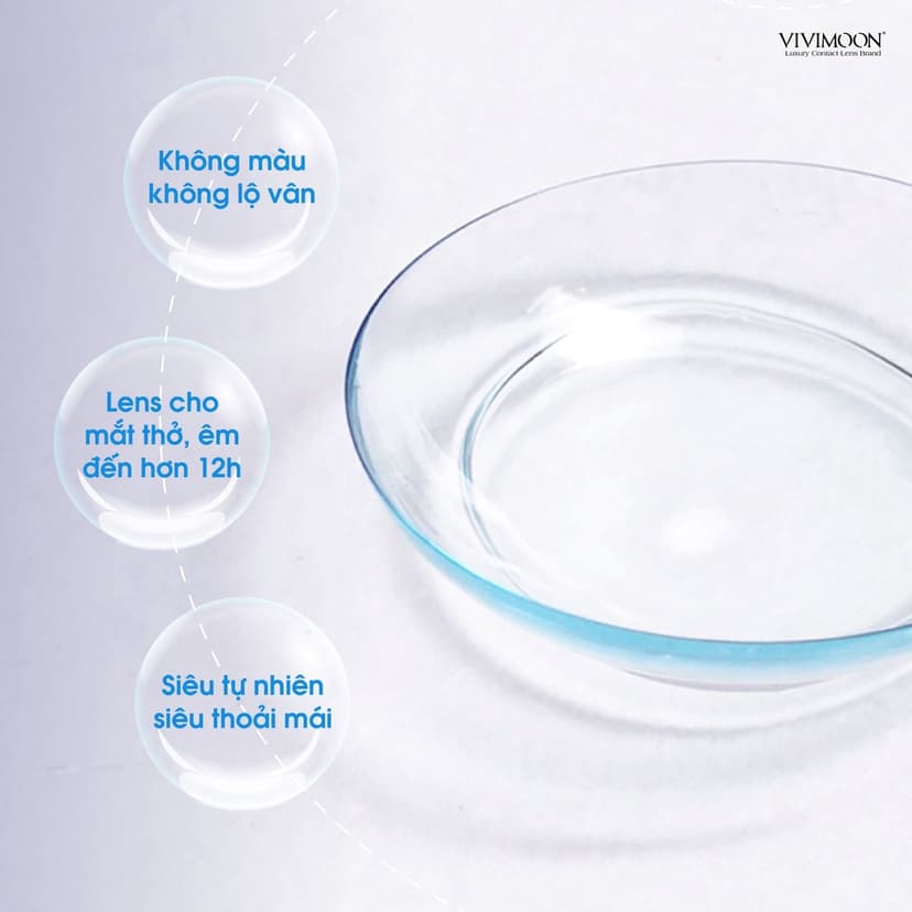 Ảnh Kính áp tròng cận trong suốt 3 tháng không giãn chống ánh sáng xanh chất liệu cao cấp Vivimoon (Giá 01 chiếc) 3