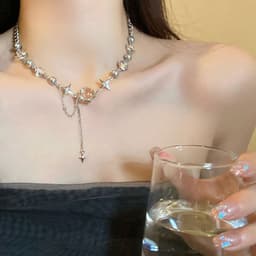 Thumbnail Dây chuyền 17KM mạ bạc đính ngọc trai nhân tạo thời trang cho nữ 3