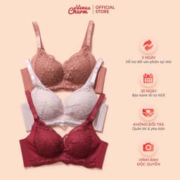 Thumbnail Áo lót nữ Venus Charm ren đệm dày nâng ngực 6cm cho form ngực nhỏ bản lưng to 6018 3